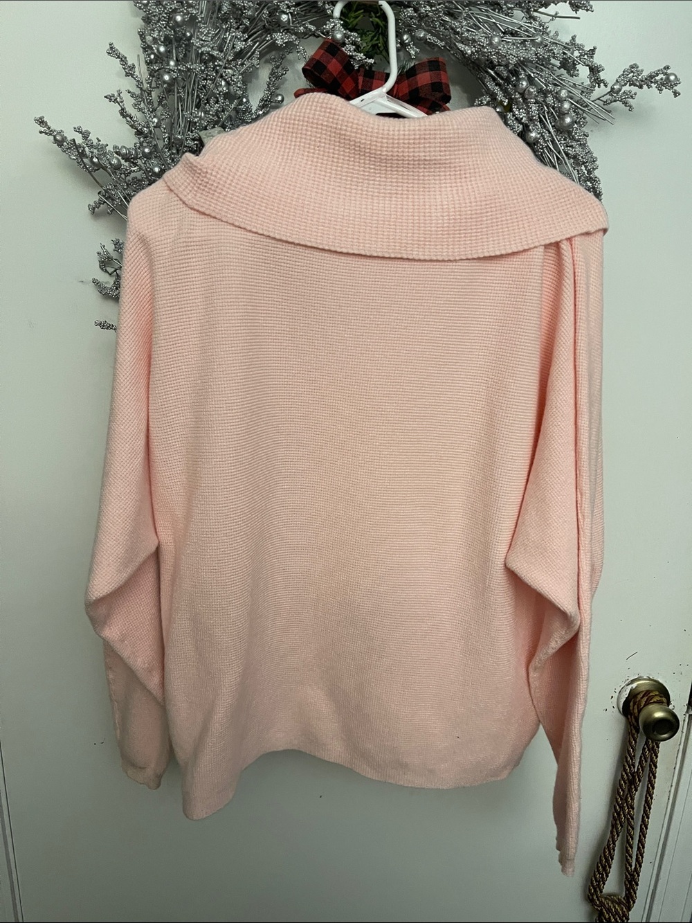 Cyrus Pale Pink Cowl-Neck Knit Sweater